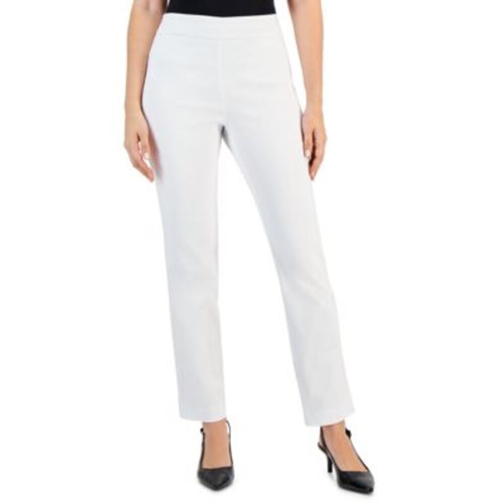 JM Collection Women's Petite Cambridge Stretch Slim-Leg Pants in Bright White